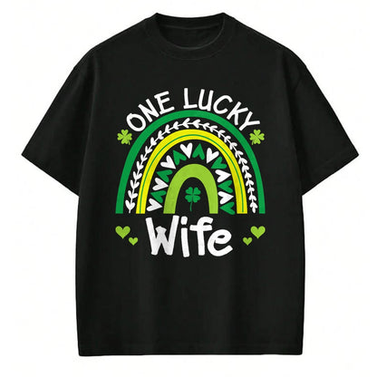 Best Wife Shirt, Wife and Husband Unisex T-Shirt/Hoodie/Sweatshirt HLT00 - Gift for wife T shirt, lucky wife   One Lucky Wife Boho Rainbow St Patricks Day Shamrock T-Shirt (1)
