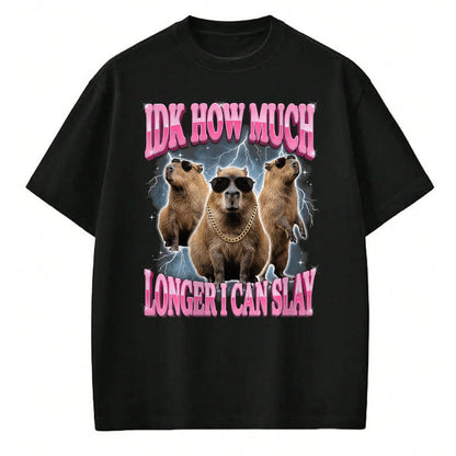 Cute Capybara Shirt, Funny Capybara Unisex T-Shirt/Hoodie/Sweatshirt HLT00 - IDK How Much Longer I Can Slay T-Shirt