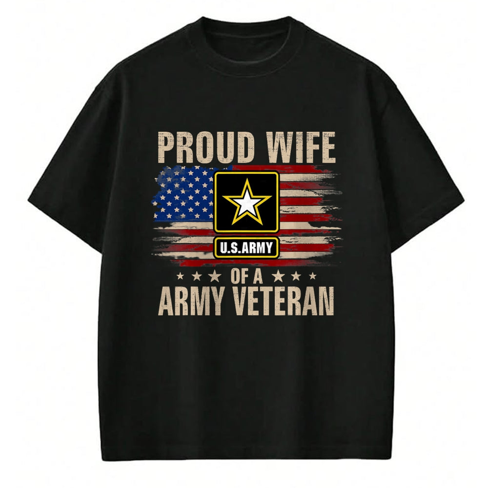 Best Wife Shirt, Wife and Husband Unisex T-Shirt/Hoodie/Sweatshirt HLT00 - Gift for wife T shirt, lucky wife   Vintage Proud Wife Of A Army Veteran With American Flag T-Shirt