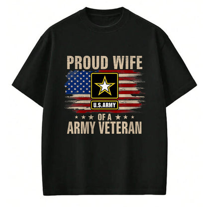 Best Wife Shirt, Wife and Husband Unisex T-Shirt/Hoodie/Sweatshirt HLT00 - Gift for wife T shirt, lucky wife   Vintage Proud Wife Of A Army Veteran With American Flag T-Shirt