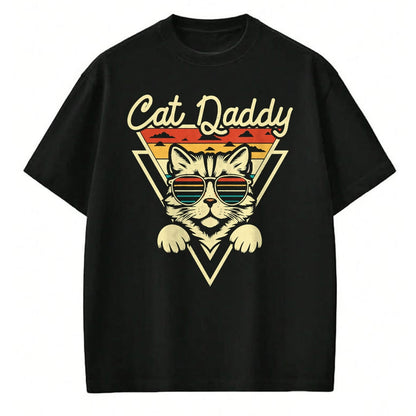 Cat Love Shirt, Funny Cat Lover Gift UnisexT-Shirt/Hoodie/Sweatshirt HLT00 - Cat Daddy Retro Sunglasses Cat Fur Dad Papa Vintage Cat Dad T-Shirt