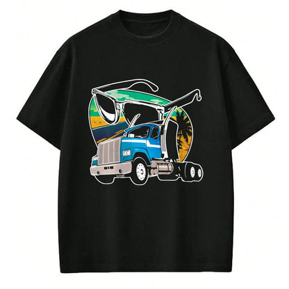 Best Truck Driver Life Shirt, Funny Trucker UnisexT-Shirt/Hoodie/Sweatshirt HLT00 - Truck Driver Peaceful Asphalt Road Trucker Glasses T-Shirt