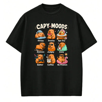 Cute Capybara Shirt, Funny Capybara Unisex T-Shirt/Hoodie/Sweatshirt HLT00 - Cute Capybara Moods Funny Animal Graphic Illustration T-Shirt