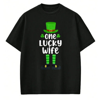 Best Wife Shirt, Wife and Husband Unisex T-Shirt/Hoodie/Sweatshirt HLT00 - Gift for wife T shirt, lucky wife   Womens One Lucky Wife Funny St Patricks Day Lucky Shamrock V-Nec