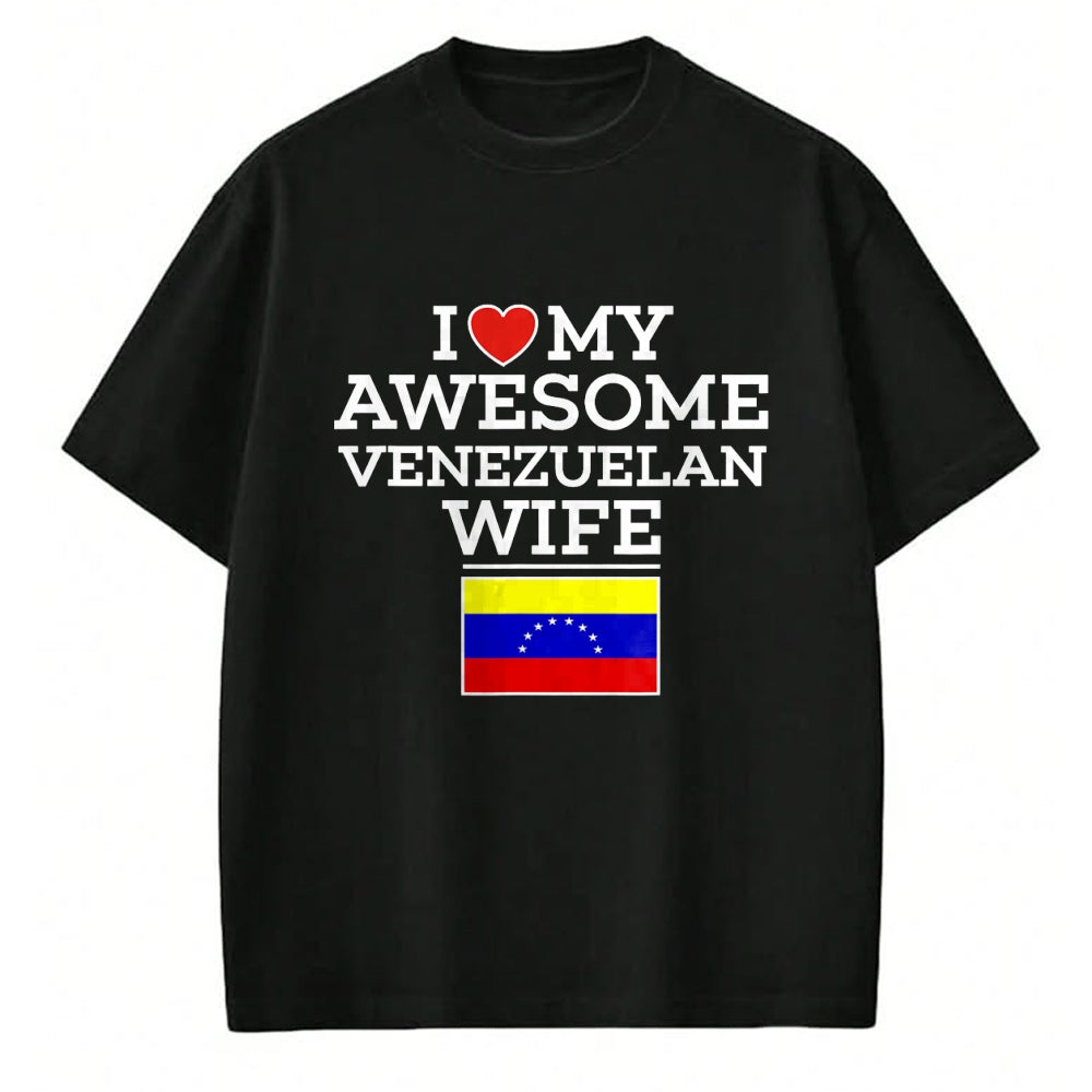Best Wife Shirt, Wife and Husband Unisex T-Shirt/Hoodie/Sweatshirt HLT00 - I Love My AWESOME Venezuelan WIFE Flag Heart Tee for Husband