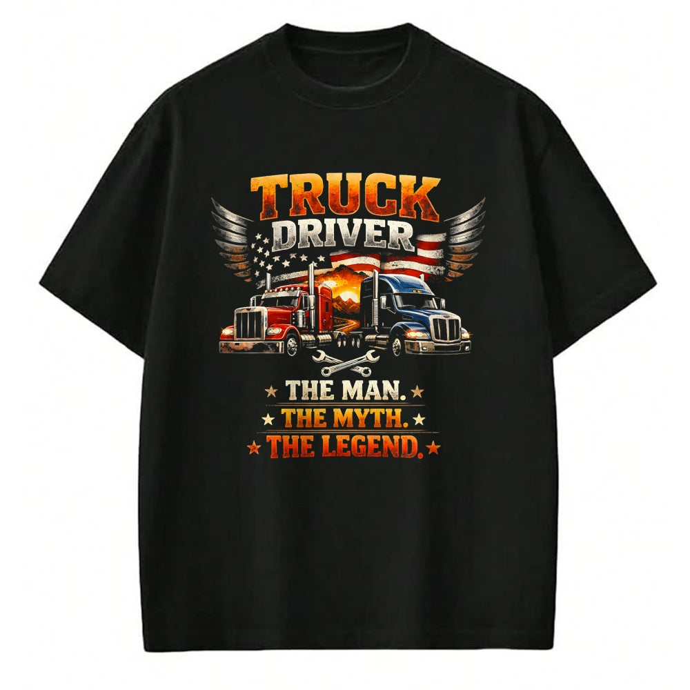 Best Truck Driver Life Shirt, Funny Trucker UnisexT-Shirt/Hoodie/Sweatshirt HLT00 - Truck Driver The Man The Myth The Legend US American Flag T-Shirt