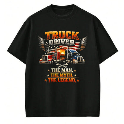 Best Truck Driver Life Shirt, Funny Trucker UnisexT-Shirt/Hoodie/Sweatshirt HLT00 - Truck Driver The Man The Myth The Legend US American Flag T-Shirt