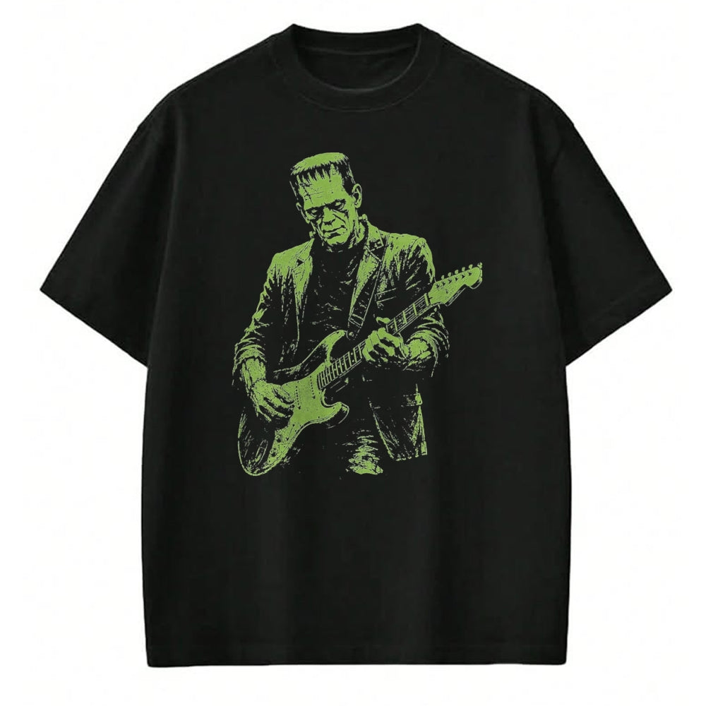 Guitar Lover Shirt, Funny Guitar UnisexT-Shirt/Hoodie/Sweatshirt HLT00 - Frankenstein Playing Guitar T-Shirt, Men, Black, X-Large