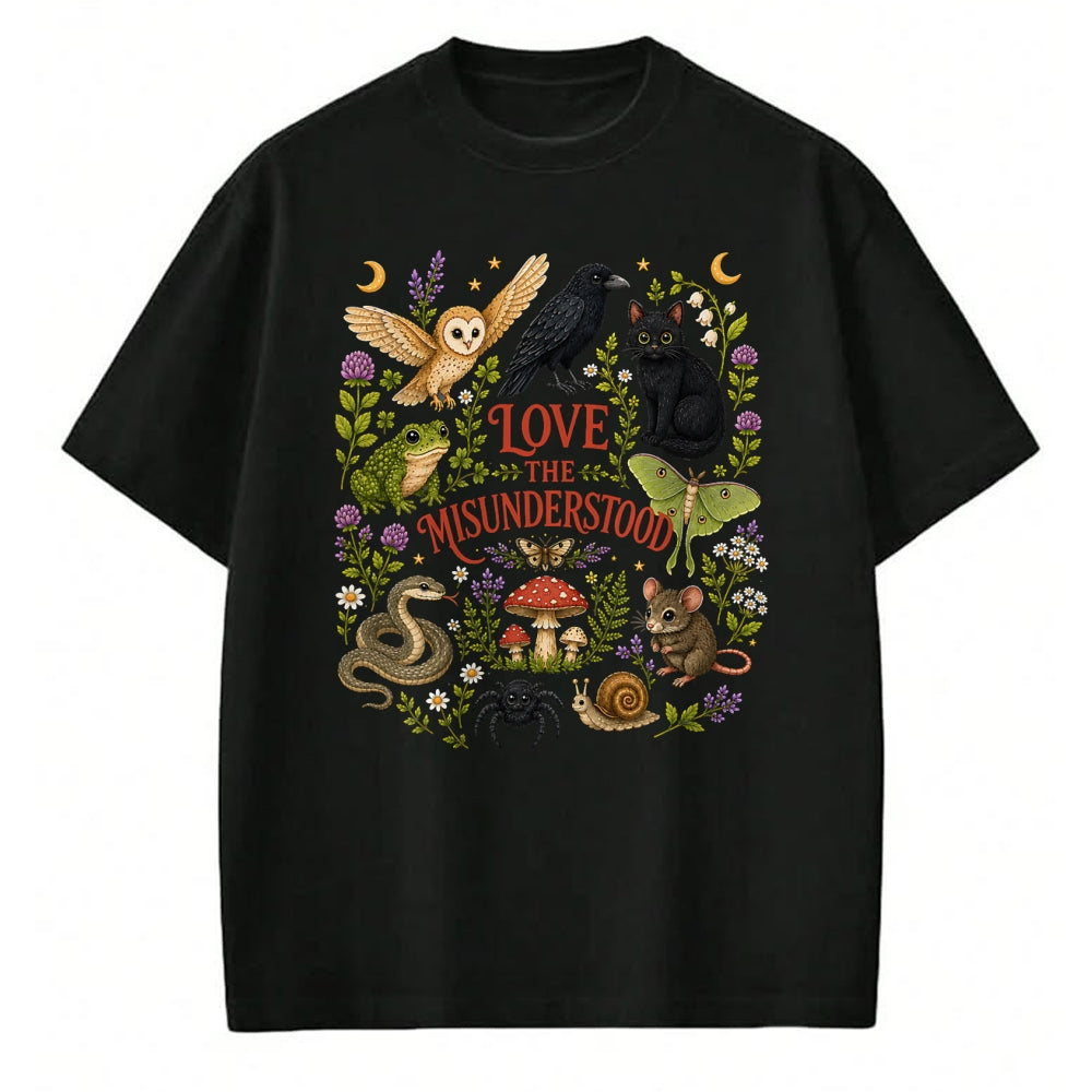 Cat Love Shirt, Funny Cat Lover Gift UnisexT-Shirt/Hoodie/Sweatshirt HLT00 - Love The Misunderstood Bat Raven Cat Snake Spider Moth Frog T-Shirt (3)
