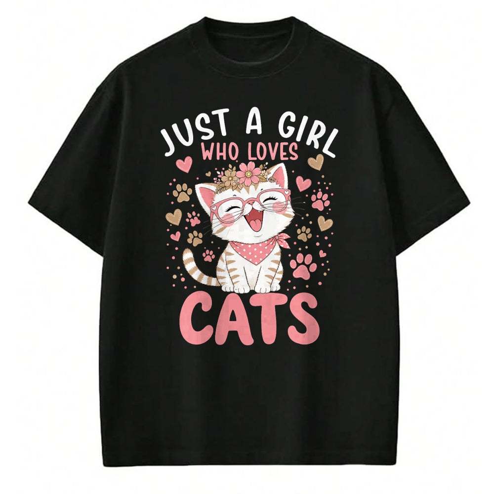 Cat Love Shirt, Funny Cat Lover Gift UnisexT-Shirt/Hoodie/Sweatshirt HLT00 - Just A Girl Who Loves Cats Cute Floral Animals Lover T-Shirt