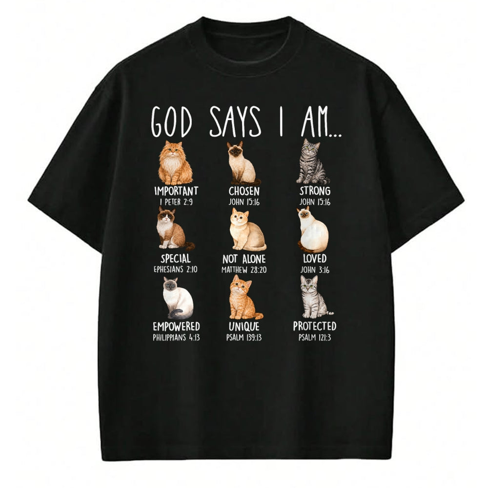 Cat Love Shirt, Funny Cat Lover Gift UnisexT-Shirt/Hoodie/Sweatshirt HLT00 - God Says I Am Cat Lover Bible Verses Christian Scripture Cat T-Shirt