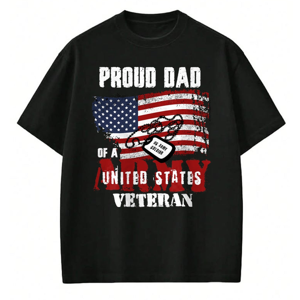 Gift for Dad Shirt, Funny Dad Unisex T-Shirt/Hoodie/Sweatshirt HLT00 – Proud Dad Of A Army Veteran American Flag Father Military T-Shirt