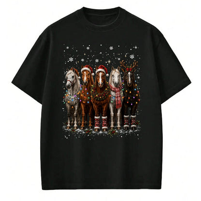 Best Horse Lover Shirt , Funny Horse UnisexT-Shirt/Hoodie/Sweatshirt HLT00 - Christmas Horses Santa Hat Lights Pajama Xmas Horse Lover T-Shirt