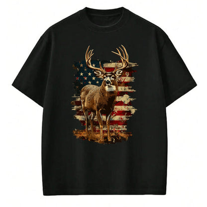 Funny Hunting Shirt, Gift For Hunting Lover Unisex T-Shirt/Hoodie/Sweatshirt HLT00 - Whitetail Buck Deer Hunting 4th of July USA American Flag T-Shirt