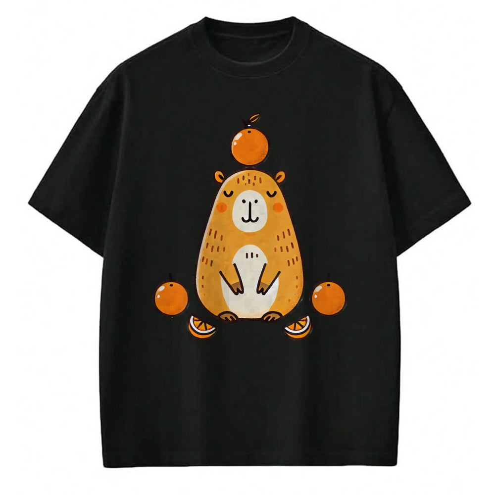 Cute Capybara Shirt, Funny Capybara Unisex T-Shirt/Hoodie/Sweatshirt HLT00 - Kawaii Capybara Orange Long Sleeve T-Shirt (1)