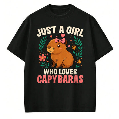 Cute Capybara Shirt, Funny Capybara Unisex T-Shirt/Hoodie/Sweatshirt HLT00 - Just a Girl Who Loves Capybaras Cute Rodent Animal T-Shirt