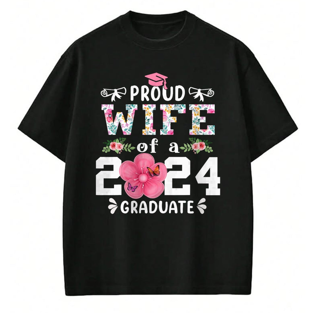 Best Wife Shirt, Wife and Husband Unisex T-Shirt/Hoodie/Sweatshirt HLT00 - Gift for wife T shirt, lucky wife   Proud Wife of a 2024 graduate for family graduation T-Shirt