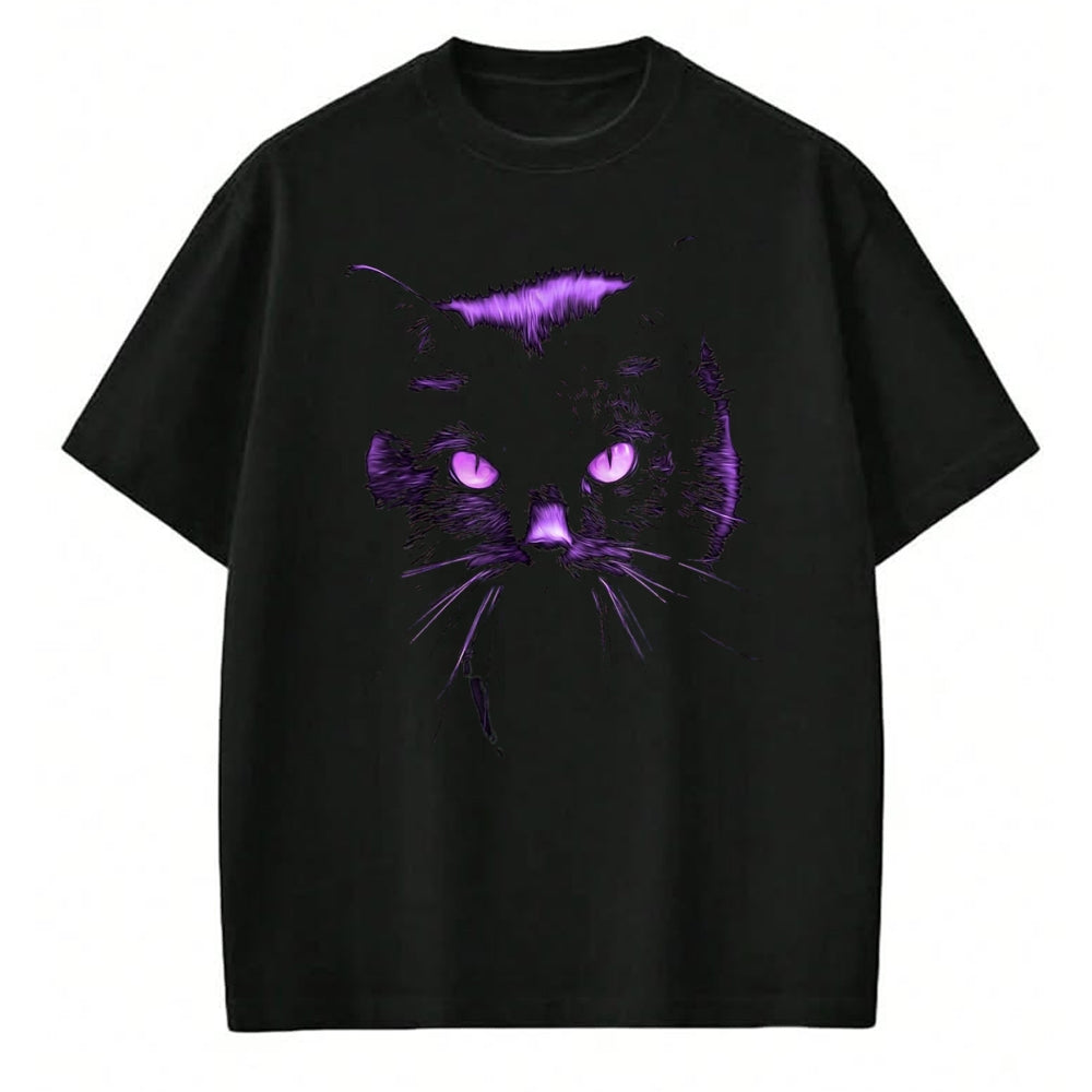 Cat Love Shirt, Funny Cat Lover Gift UnisexT-Shirt/Hoodie/Sweatshirt HLT00 - Cool Halloween Shirt Purple Cat, Witches Familiar, Cat_s Eye T-Shirt, Women, Black, X-Large