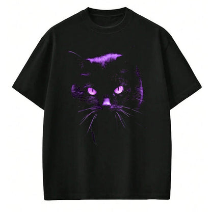Cat Love Shirt, Funny Cat Lover Gift UnisexT-Shirt/Hoodie/Sweatshirt HLT00 - Cool Halloween Shirt Purple Cat, Witches Familiar, Cat_s Eye T-Shirt, Women, Black, X-Large