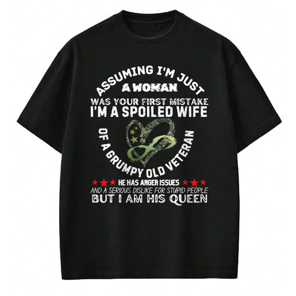Best Wife Shirt, Wife and Husband Unisex T-Shirt/Hoodie/Sweatshirt HLT00 - Gift for wife T shirt, spoiled wife   Husband Wife I'm A Spoiled Wife Of A Grumpy Old Veteran T-Shir