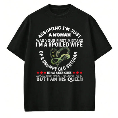 Best Wife Shirt, Wife and Husband Unisex T-Shirt/Hoodie/Sweatshirt HLT00 - Gift for wife T shirt, spoiled wife   Husband Wife I'm A Spoiled Wife Of A Grumpy Old Veteran T-Shir