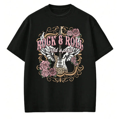 Guitar Lover Shirt, Funny Guitar UnisexT-Shirt/Hoodie/Sweatshirt HLT00 - Vintage Rock n Roll Wild Spirit Lets Rock Guitar Floral T-Shirt