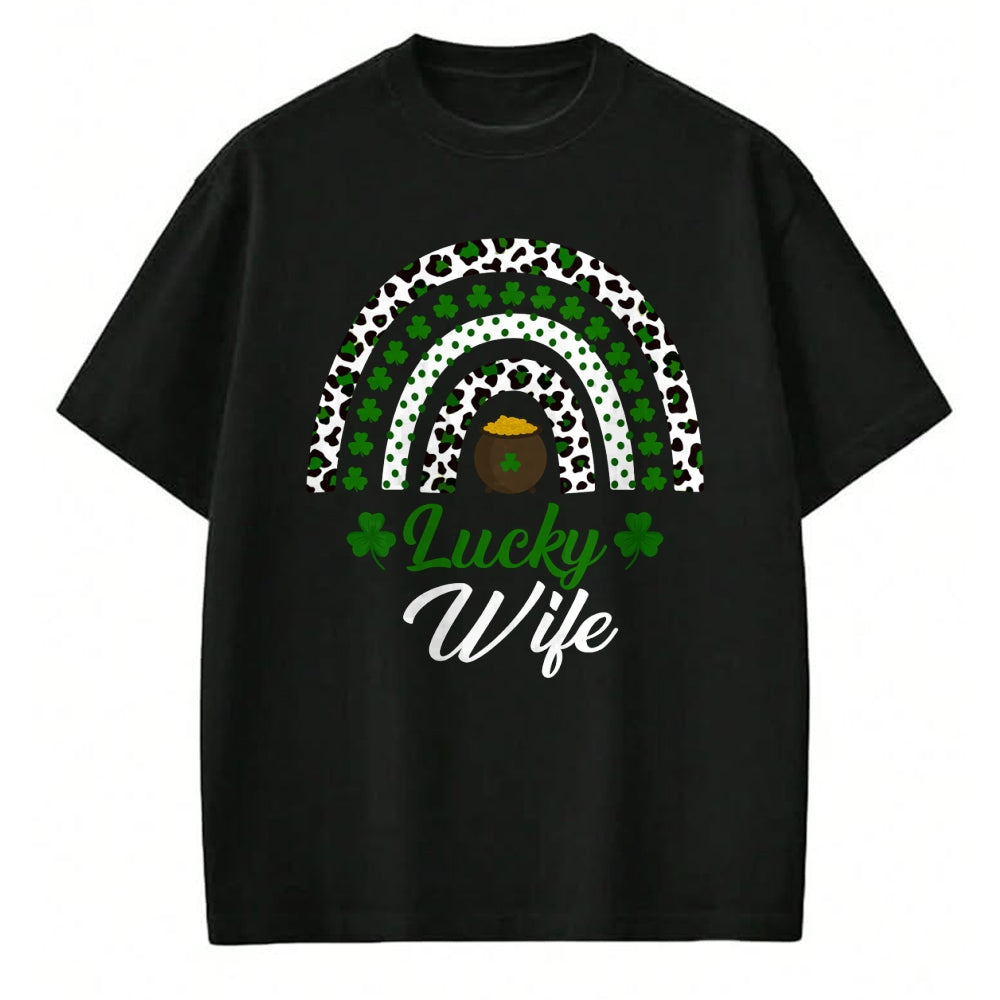Best Wife Shirt, Wife and Husband Unisex T-Shirt/Hoodie/Sweatshirt HLT00 - Gift for wife T shirt, lucky wife   Lucky Wife Rainbow St Patricks Day Lucky Wife Long Sleeve T-Shir (3)