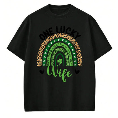 Best Wife Shirt, Wife and Husband Unisex T-Shirt/Hoodie/Sweatshirt HLT00 - Gift for wife T shirt, lucky wife   Womens One Lucky Wife Leopard Rainbow St Patricks Day Shamrock T