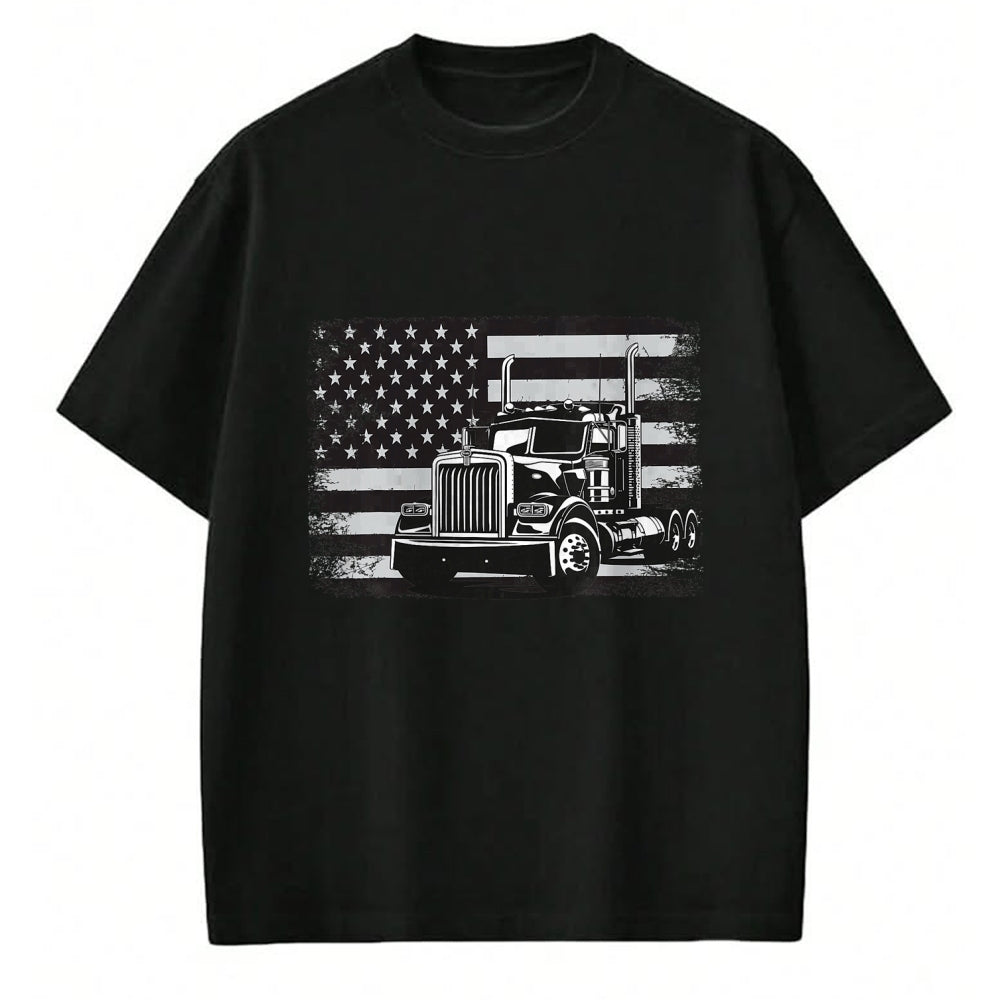 Best Truck Driver Life Shirt, Funny Trucker UnisexT-Shirt/Hoodie/Sweatshirt HLT00 - US American Flag Semi Truck Driver T-Shirt (5)