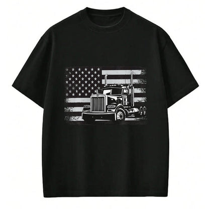 Best Truck Driver Life Shirt, Funny Trucker UnisexT-Shirt/Hoodie/Sweatshirt HLT00 - US American Flag Semi Truck Driver T-Shirt (5)