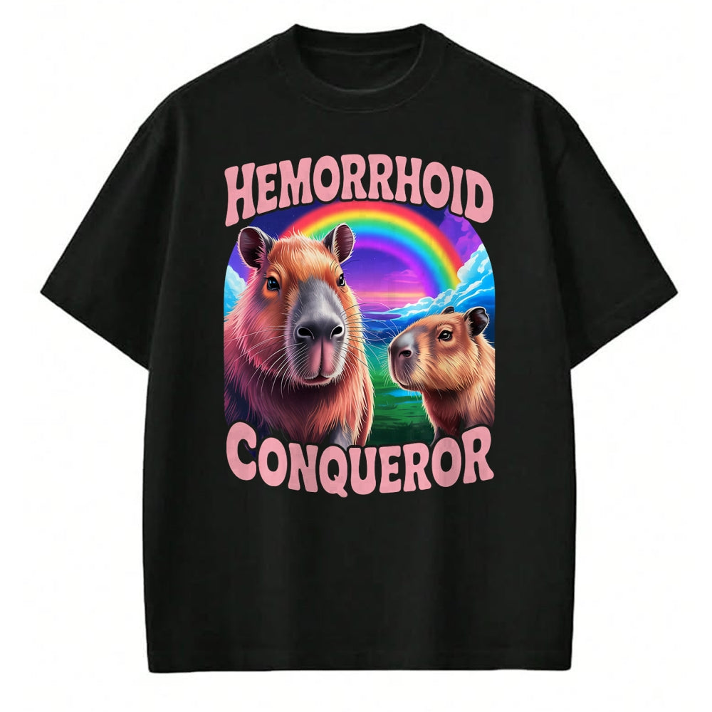 Cute Capybara Shirt, Funny Capybara Unisex T-Shirt/Hoodie/Sweatshirt HLT00 - Hemorrhoids Conqueror Capybara Jokes Funny Hemorrhoid T-Shirt