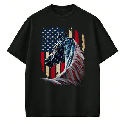 Best Horse Lover Shirt , Funny Horse UnisexT-Shirt/Hoodie/Sweatshirt HLT00 - Patriotic Horse American Flag - Horse Vintage T-Shirt Small