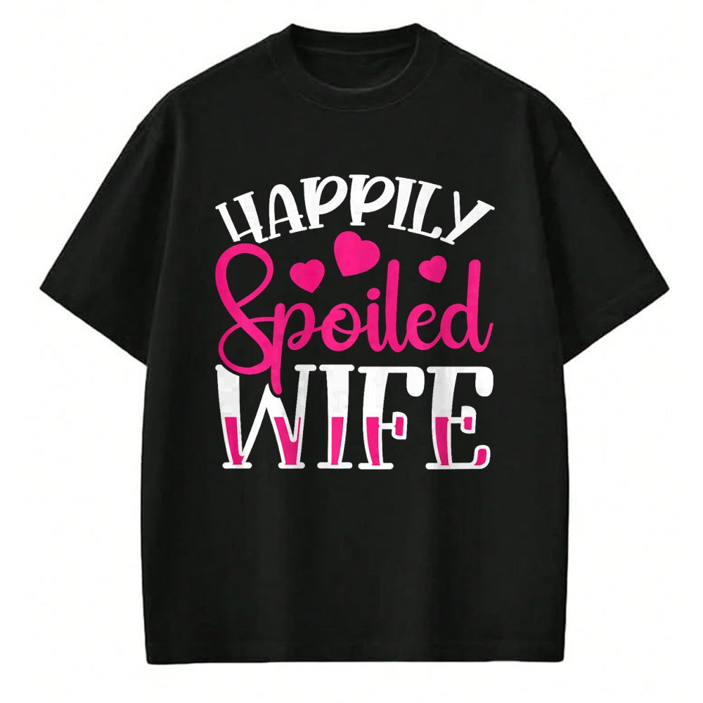 Best Wife Shirt, Wife and Husband Unisex T-Shirt/Hoodie/Sweatshirt HLT00 - Gift for wife T shirt, spoiled wife   Funny Wife Happily Spoiled Wife Premium T-Shirt