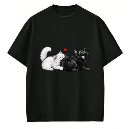 Cat Love Shirt, Funny Cat Lover Gift UnisexT-Shirt/Hoodie/Sweatshirt HLT00 - Women_s Funny Cat Couple Black White Cats Love Cat Biting Cat Butt V-Neck T-Shirt (1)
