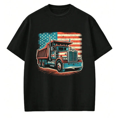 Best Truck Driver Life Shirt, Funny Trucker UnisexT-Shirt/Hoodie/Sweatshirt HLT00 - Dump Truck Driver American Flag Trucker Vintage Men Women T-Shirt