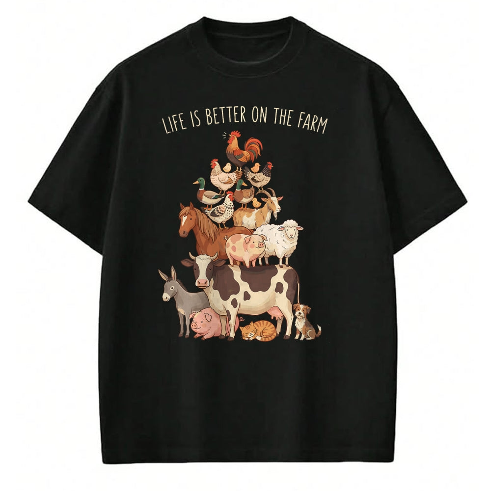 Best Farmer Life Shirt, Funny Farmer UnisexT-Shirt/Hoodie/Sweatshirt HLT00 - Life is Better on the Farm Farmers Farming Cow Pig Chicken T-Shirt