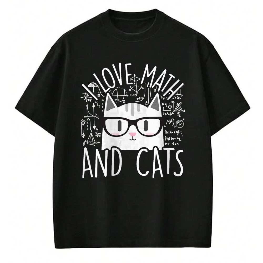 Cat Love Shirt, Funny Cat Lover Gift UnisexT-Shirt/Hoodie/Sweatshirt HLT00 - I Love Math and Cats Cute Kitty Cat Feline Lover Gift T-Shirt Small