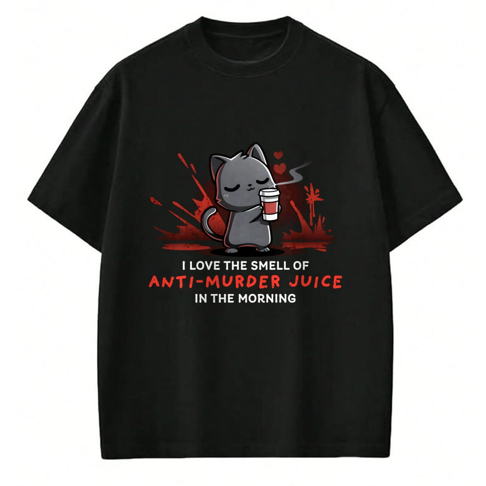 Cat Love Shirt, Funny Cat Lover Gift UnisexT-Shirt/Hoodie/Sweatshirt HLT00 - Cat Drink Coffee I Love The Smell Of Anti Murder Juice Long Sleeve T-Shirt