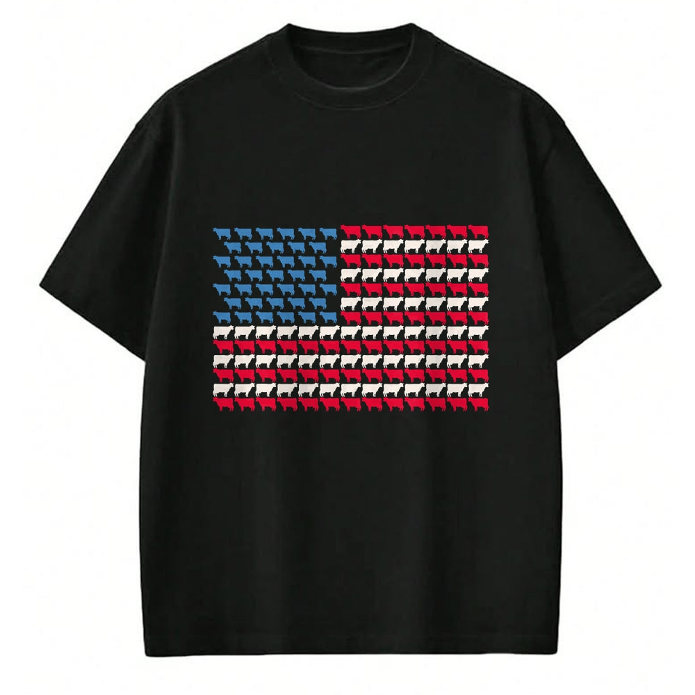 Best Farmer Life Shirt, Funny Farmer UnisexT-Shirt/Hoodie/Sweatshirt HLT00 - Cow American Flag Heifer US 4th of July Farm Cattle USA Gift T-Shirt
