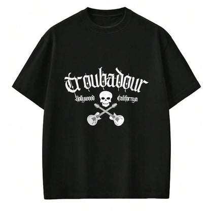 Guitar Lover Shirt, Funny Guitar UnisexT-Shirt/Hoodie/Sweatshirt HLT00 - Vintage Skull Troubadour Guitar Rock Music Tee T-Shirt