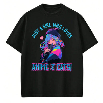 Cat Love Shirt, Funny Cat Lover Gift UnisexT-Shirt/Hoodie/Sweatshirt HLT00 - Just a Girl who loves Anime and Cats Manga Anime Lover T-Shirt