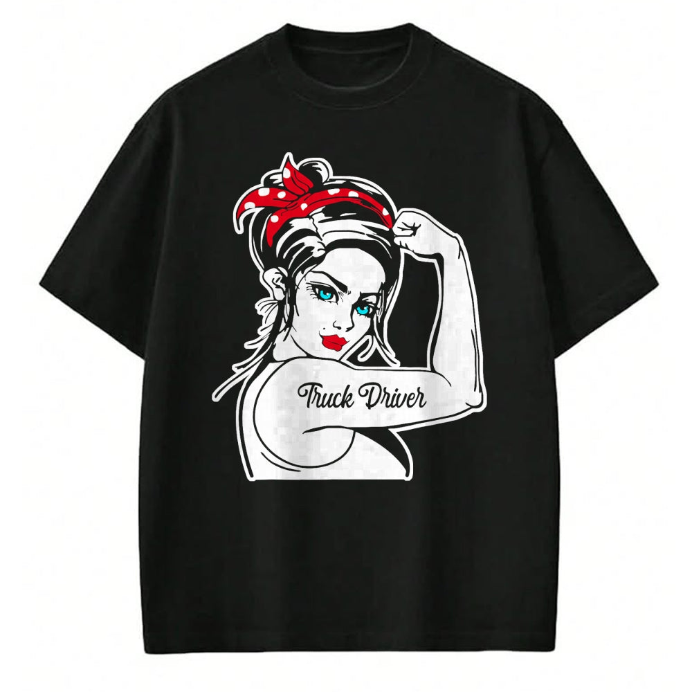 Best Truck Driver Life Shirt, Funny Trucker UnisexT-Shirt/Hoodie/Sweatshirt HLT00 - Female Truck Driver Rosie The Riveter Pin Up Girl Truck T-Shirt