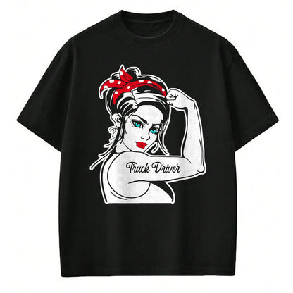 Best Truck Driver Life Shirt, Funny Trucker UnisexT-Shirt/Hoodie/Sweatshirt HLT00 - Female Truck Driver Rosie The Riveter Pin Up Girl Truck T-Shirt