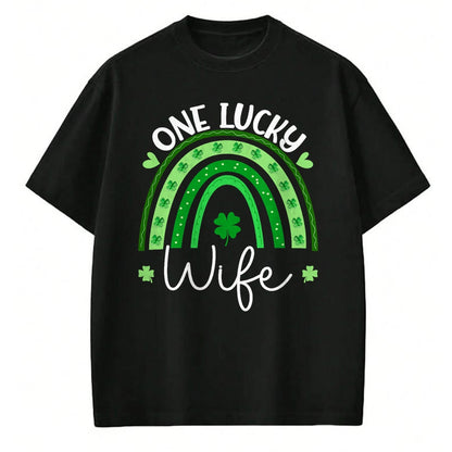 Best Wife Shirt, Wife and Husband Unisex T-Shirt/Hoodie/Sweatshirt HLT00 - Gift for wife T shirt, lucky wife   One Lucky Wife Rainbow Irish St Patricks Day Shamrock T-Shirt (1)