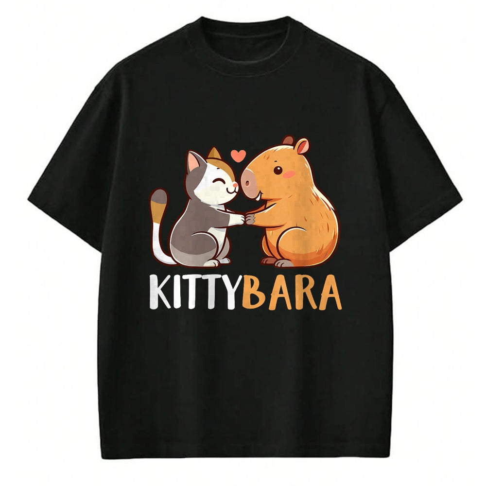Cat Love Shirt, Funny Cat Lover Gift UnisexT-Shirt/Hoodie/Sweatshirt HLT00 - Kittybara Love Capybara Cat Costume T-Shirt, Small, Black