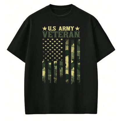 Proud Veteran Shirt, Funny Veteran UnisexT-Shirt/Hoodie/Sweatshirt HLT00 - US Army Veteran Patriotic Military Camouflage American Flag Long Sleeve T-Shirt