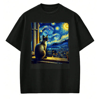 Cat Love Shirt, Funny Cat Lover Gift UnisexT-Shirt/Hoodie/Sweatshirt HLT00 - Cat Siamese Cat Starry Night Siamese T-Shirt (1)