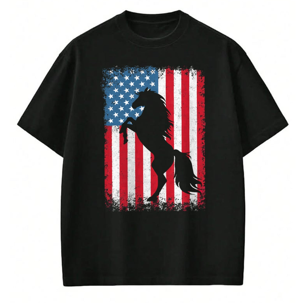 Best Horse Lover Shirt , Funny Horse UnisexT-Shirt/Hoodie/Sweatshirt HLT00 - Horse American Flag USA 4th of July Men Women Boys Girls T-Shirt
