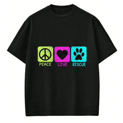 Dog Love Shirt, Dog Lover Gift T-Shirt/Hoodie/Sweatshirt HLT00 - Peace Love Rescue Dogs Distressed Graphic Animal Lovers Long Sleeve T-Shirt