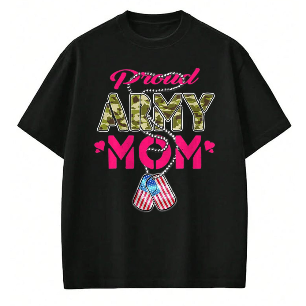 Gift for Mom Shirt, Funny Mom Unisex T-Shirt/Hoodie/Sweatshirt HLT00 - Proud Army Mom US Flag Camo Dog Tags Military Mother T-Shirt